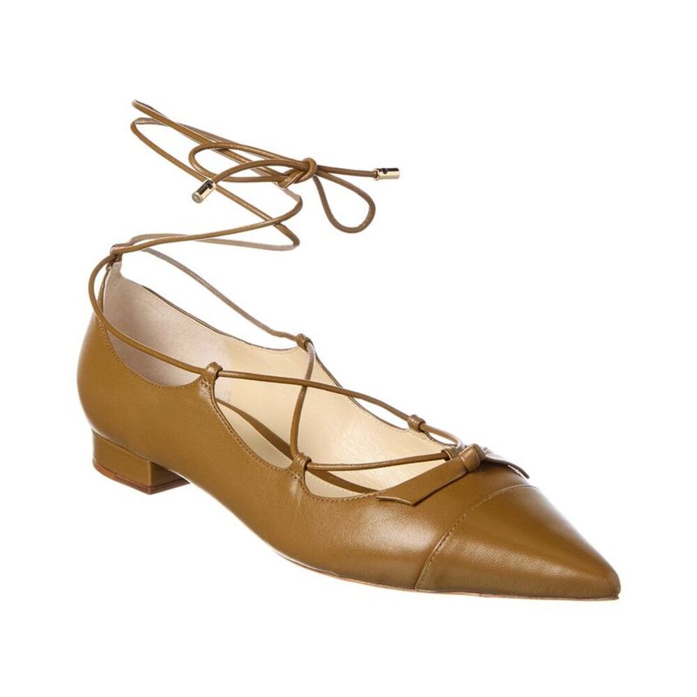 Alexandre Birman Slim Clarita Lace-Up Leather Flat, Green